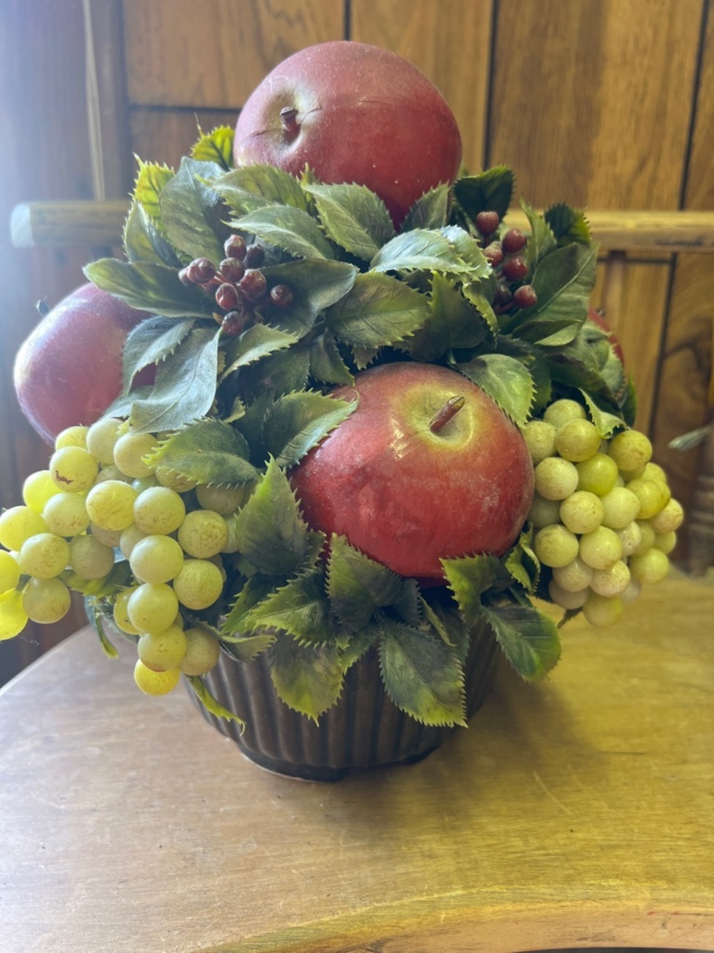 Hull Red Apple & Green Grape Faux Fruit Arrangement Vintage 70's